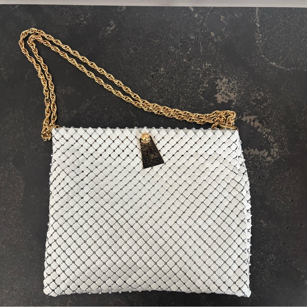 Whiting & Davis White and Gold Mesh purse